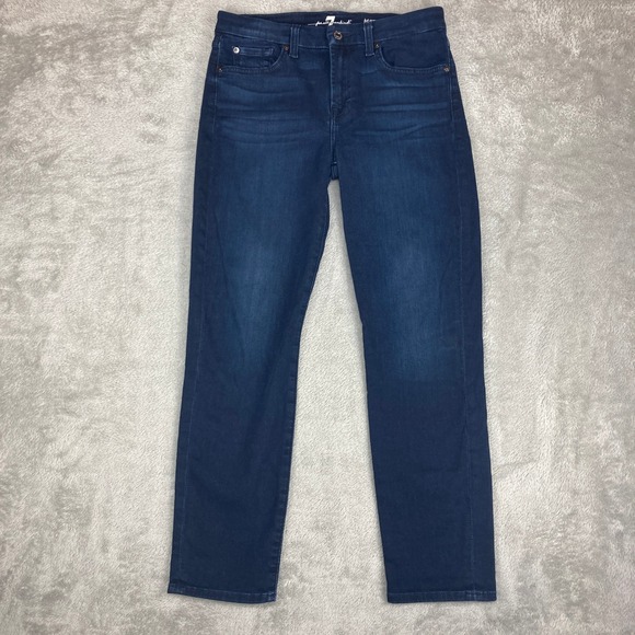 7 For All Mankind Denim - 7 For All Mankind Roxanne Ankle Jeans Womens Size 28 Dark‎ Wash Straight Leg